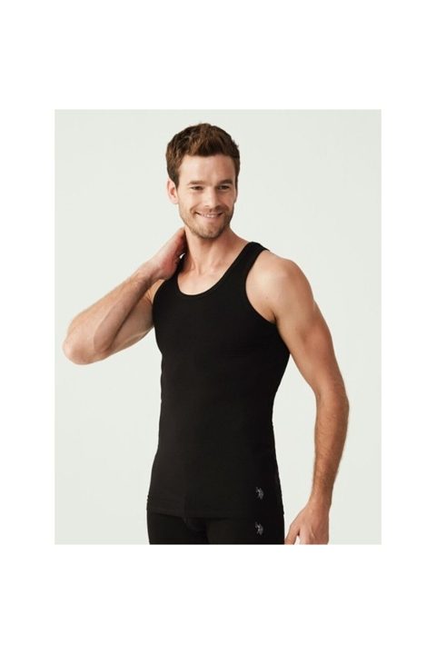 Pamuklu Ribana Erkek Atlet Siyah Us. POLO Assn. 90000 - Siyah