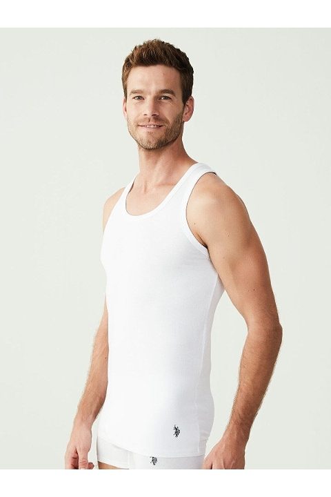 Pamuklu Ribana Erkek Atlet Siyah Us. POLO Assn. 90000 - Beyaz