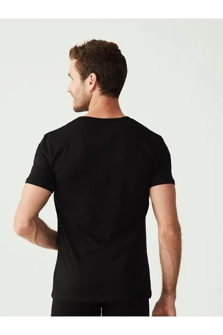 Pamuklu V Yaka Erkek Atlet Siyah 2Li U.S. Polo Assn. 90001 - Siyah