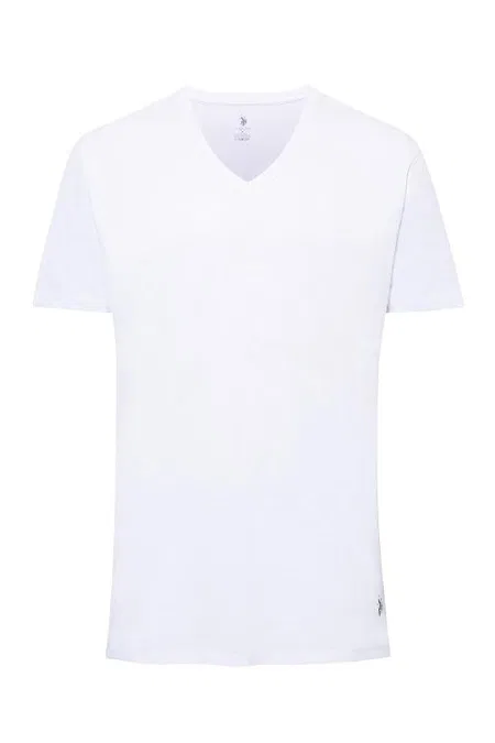 Pamuklu V Yaka Erkek Atlet Siyah 2Li U.S. Polo Assn. 90001 - Beyaz