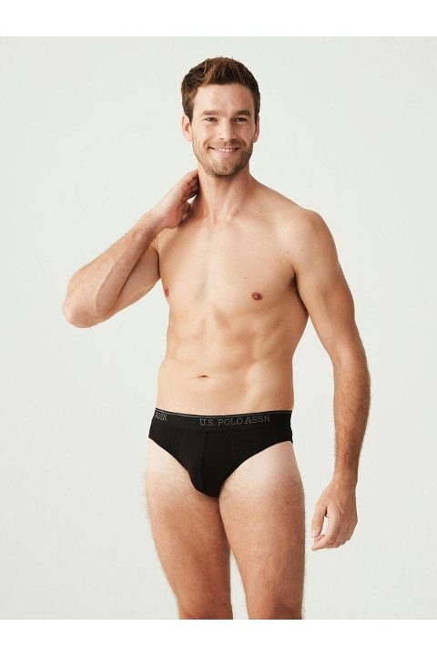 Pamuklu Lastikli Erkek Slip Takımı Us. POLO Assn. 90003 - Siyah