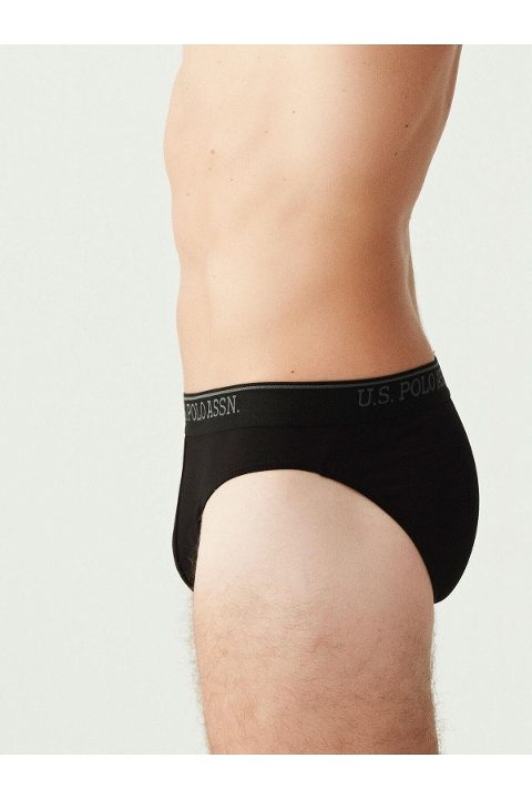 Pamuklu Lastikli Erkek Slip Takımı Us. POLO Assn. 90003 - Siyah