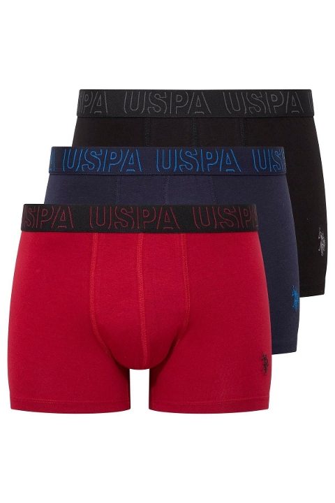 Pamuklu Esnek Bel Lastiği 3'lü Boxer Us. POLO Assn. 80518 - Bordo