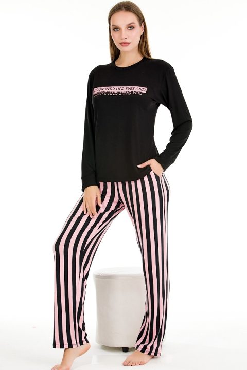 Desenli Uzun Kollu Pijama Takımı Lady 11648