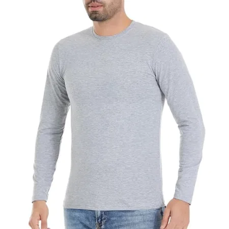 Likralı Uzun Kollu Gri Erkek T-Shirt Yıldız 87 - Gri