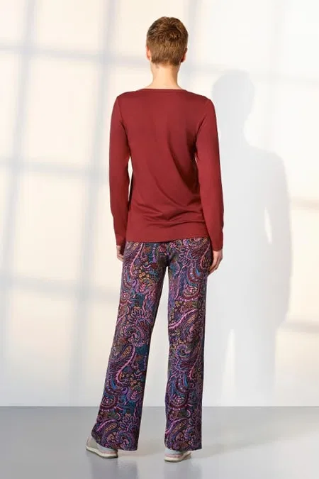 Uzun Kollu Kırmızı Desenli Kadın Pijama Takımı Doreanse 25K4035 - Kırmızı