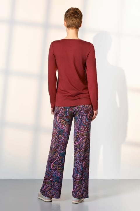 Uzun Kollu Kırmızı Desenli Kadın Pijama Takımı Doreanse 25K4035 - 2