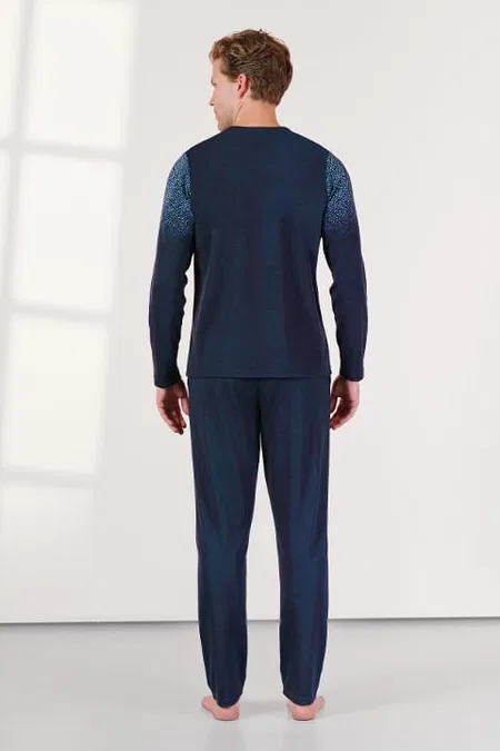 Uzun Kollu Pamuklu Lacivert Erkek Pijama Takımı Doreanse 25K4534 - Lacivert