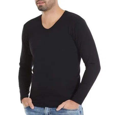 Pamuklu Elastan Uzun Kollu Erkek T-Shirt Yıldız 341 - Siyah