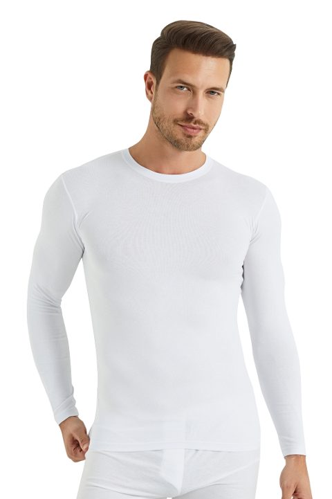 Pamuklu Uzun Kollu Tişört Regular Fit Arma Yıldız 1189 - Beyaz