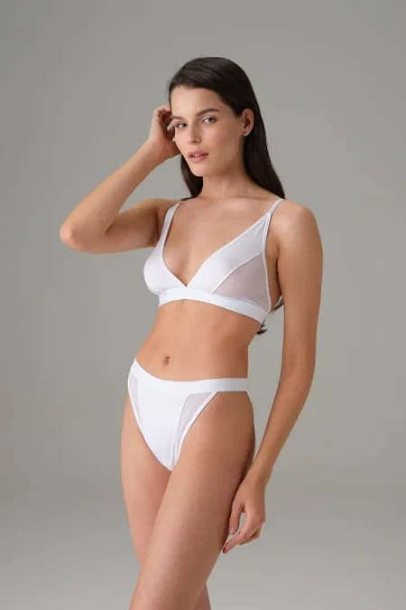 Yüksek Bel Tül Detaylı Slip Külot Doreanse 7153 - Beyaz