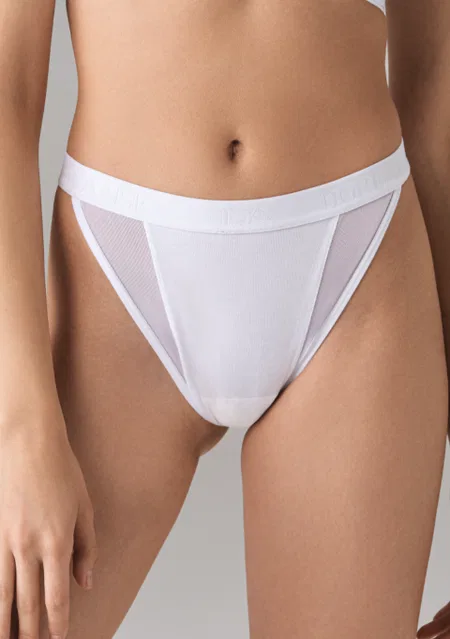Yüksek Bel Tül Detaylı Slip Külot Doreanse 7153 - Beyaz