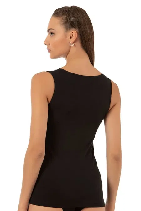 Pamuklu Esnek V Yaka Dantel Detaylı Kadın Atlet Özkan 26957 - 2