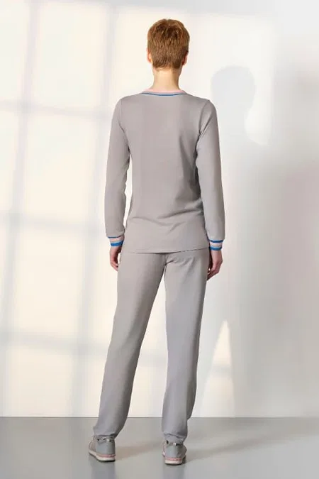 Modal Pamuklu V Yaka Kadın Pijama Takımı Doreanse 25K4044 - Gri