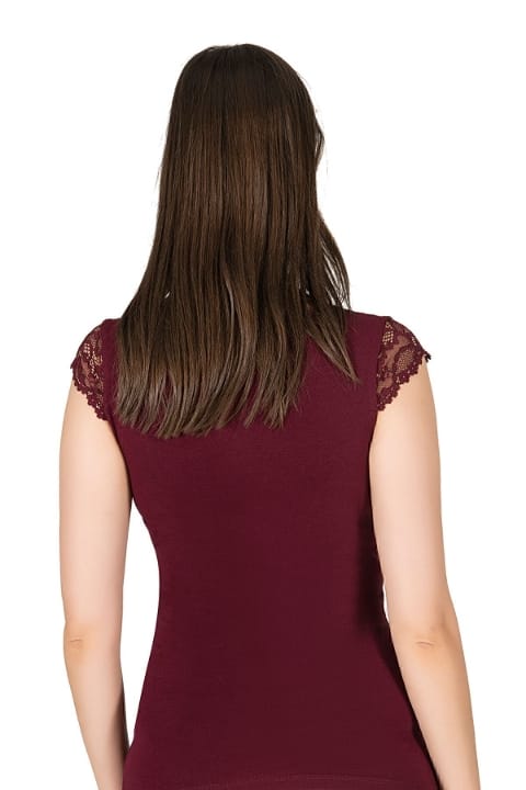 Pamuklu Dantel Detaylı V Yaka Kısa Kollu Kadın Atlet Özkan 24205 - 2