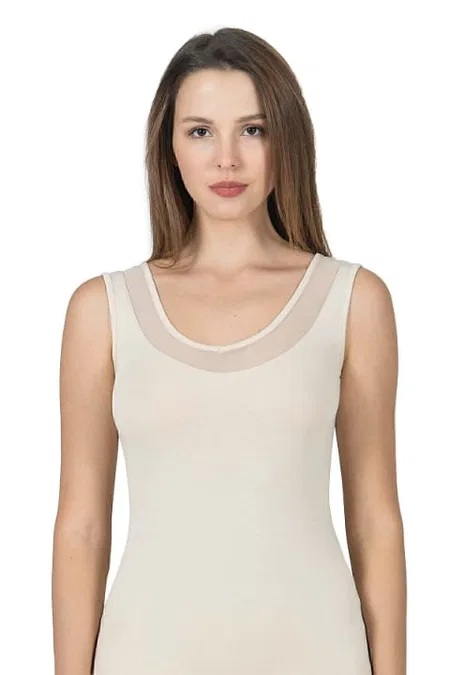 V Yaka Tüllü Kalın Askılı Kadın Atlet Modal Pamuklu Özkan 22848