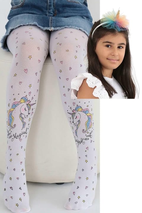 Kaydırmaz Tabanlı Pamuklu Çocuk Külotlu Çorap Daymod 2142063 - Beyaz