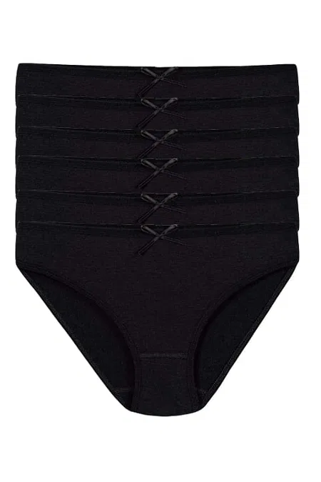 Yüksek Bel Pamuklu Bikini Külot Siyah Yıldız 3556 - Siyah