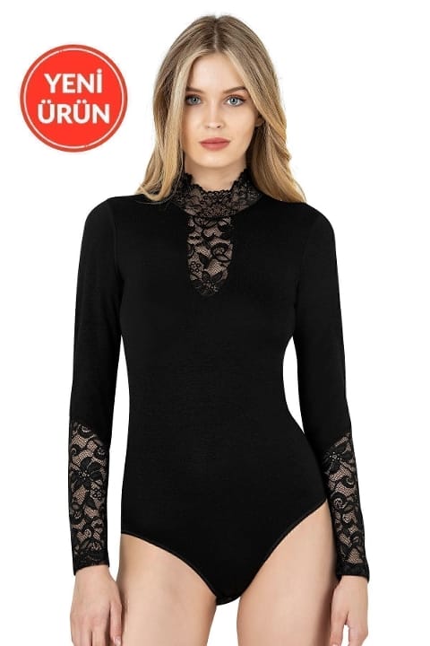 Özkan Dantelli Esnek Uzun Kollu Body Özkan 26860