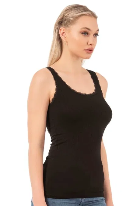 Dantelli Kalın Askılı Esnek Kadın Atlet Özkan 27075 - 2