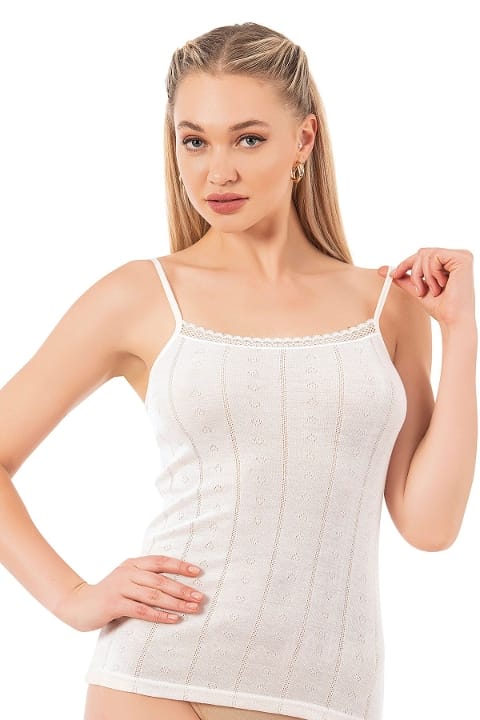 Esnek İp Askılı Ribana Atlet Özkan 27106 - Beyaz