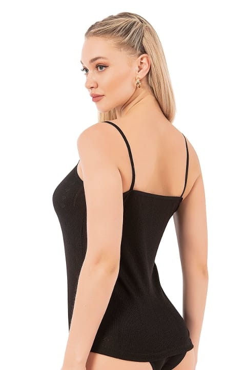 Esnek İp Askılı Ribana Atlet Özkan 27106 - Siyah