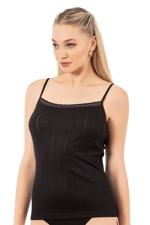 Esnek İp Askılı Ribana Atlet Özkan 27106 - Siyah