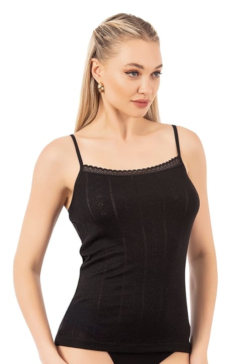 Esnek İp Askılı Ribana Atlet Özkan 27106 - Siyah