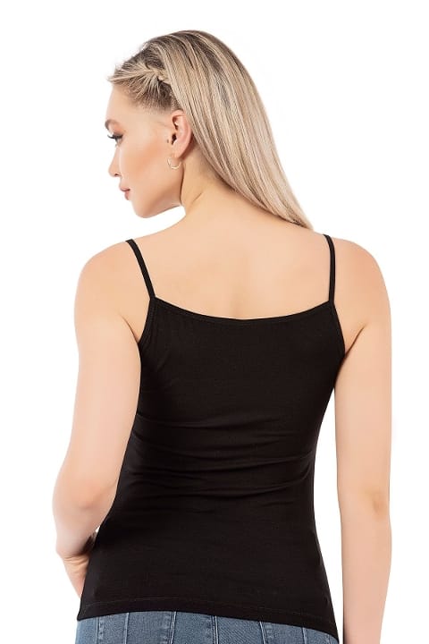 Esnek İnce Askılı Kadın Atlet Viskon Özkan 2041 - Siyah