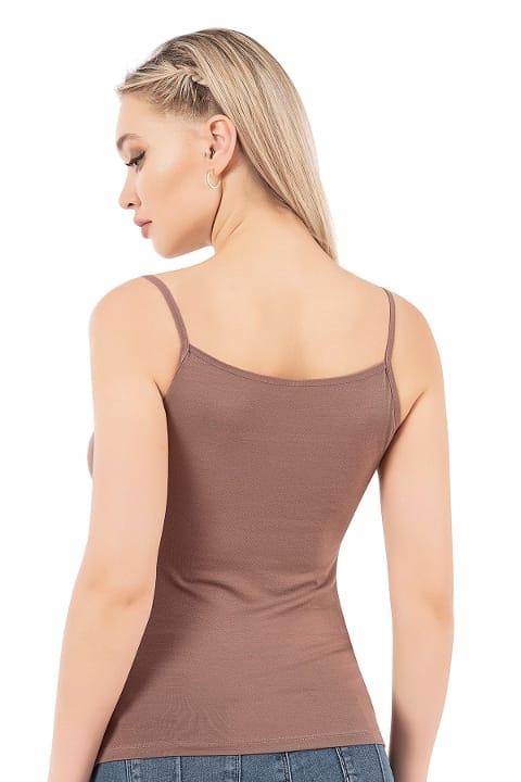 Esnek İnce Askılı Kadın Atlet Viskon Özkan 2041 - Kahverengi