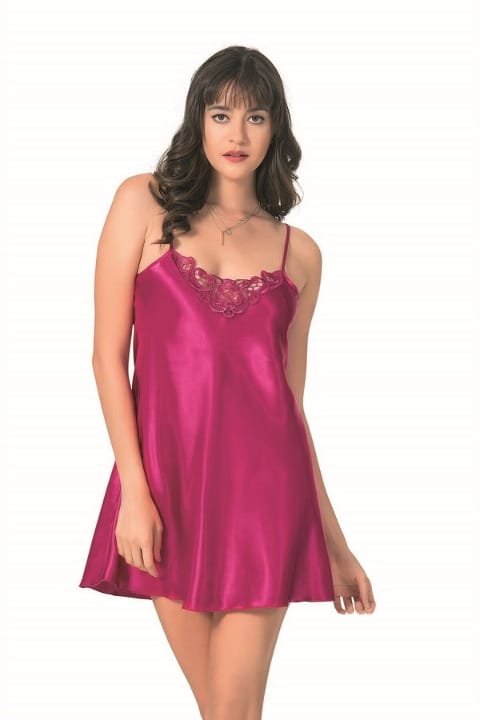 Saten Dokulu Kısa Gecelik Ahu 5