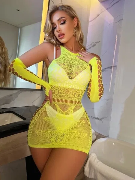 Eldivenli Sarı Fantazi Vücut Çorabı Vivaldy 4352 - Görsel