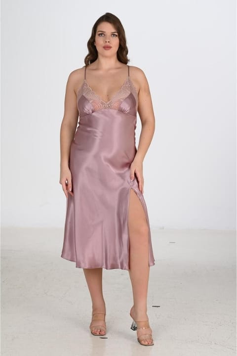 Gri Vizon Sabahlık 2li Takım Bigsize Ahu 6227 - Vizon