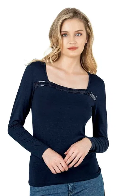 Viskon Elastan Uzun Kollu Bluz Özkan 7429