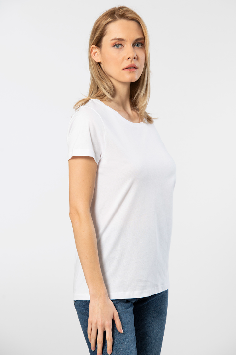 Pamuklu Kısa Kollu Kadın Tişört Wtshirt 1234 - 2