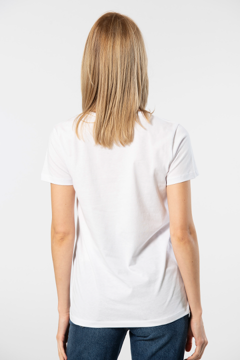 Pamuklu Kısa Kollu Kadın Tişört Wtshirt 1234 - Beyaz