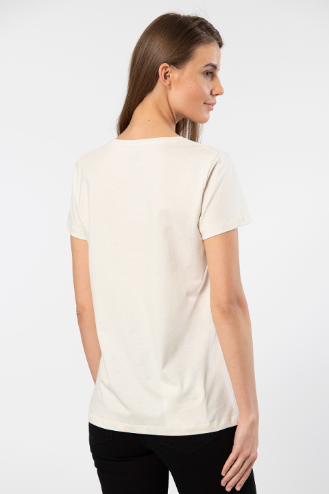 Pamuklu Kısa Kollu Bisiklet Yaka Tişört Wtshirt London - 2