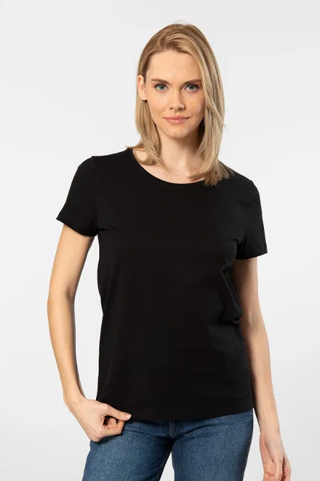 Pamuklu Kısa Kollu Tişört Kadın Wtshirt 1234 - Siyah