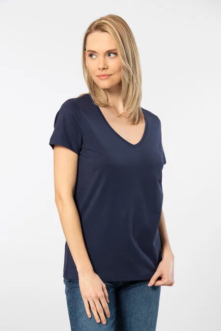 Pamuklu Derin V Yaka Kadın Atlet Wtshirt 1234 - Lacivert