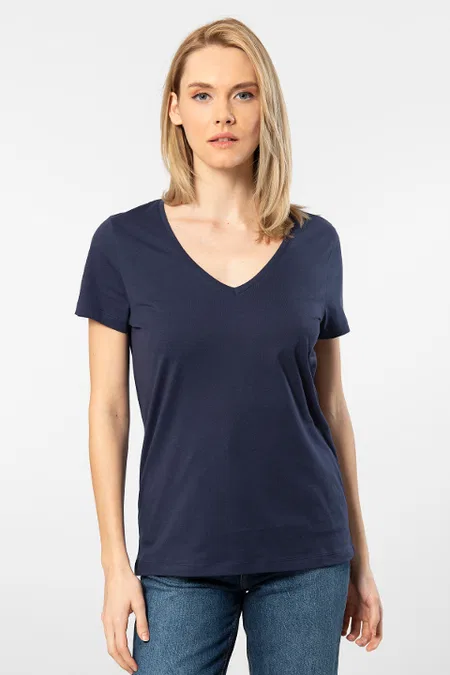 Pamuklu Derin V Yaka Kadın Atlet Wtshirt 1234 - Lacivert