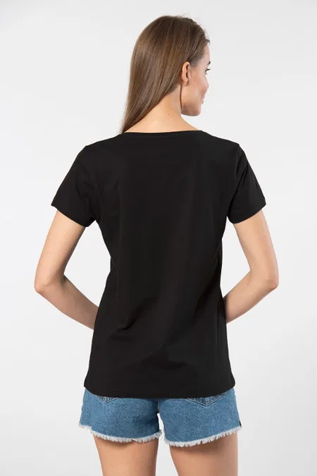 Pamuklu Nefes Alan Derin V Yaka Kadın Atlet Wtshirt 1001 - Siyah