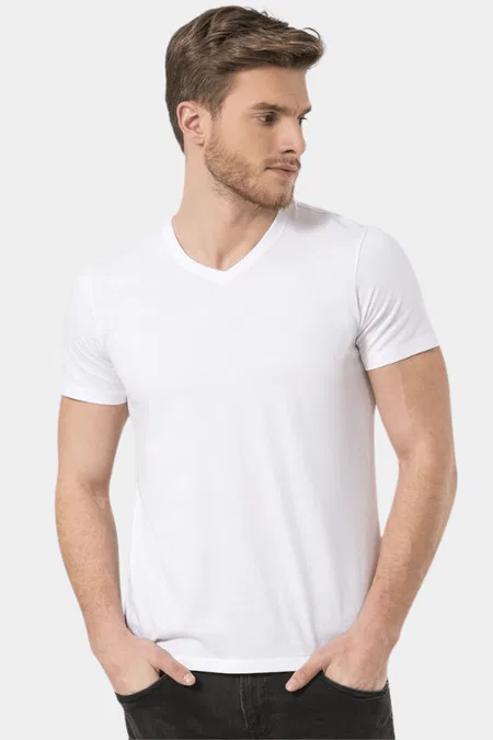 Wtshirt Pamuklu Kısa Kollu V Yaka Atlet Wtshirt York