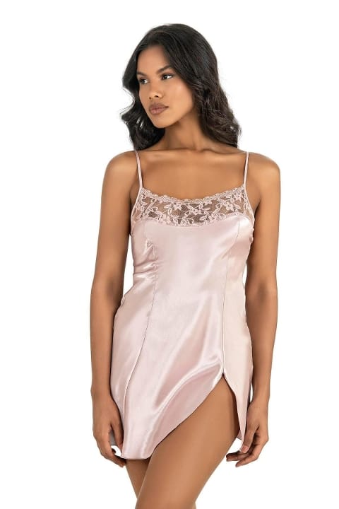 Dantel Detaylı Kısa Saten Gecelik Ahu 8217