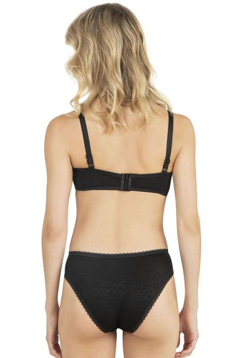 Dantel Detaylı Yekpare Nefes Alan Sütyen Takım Fabony 4200 - Siyah