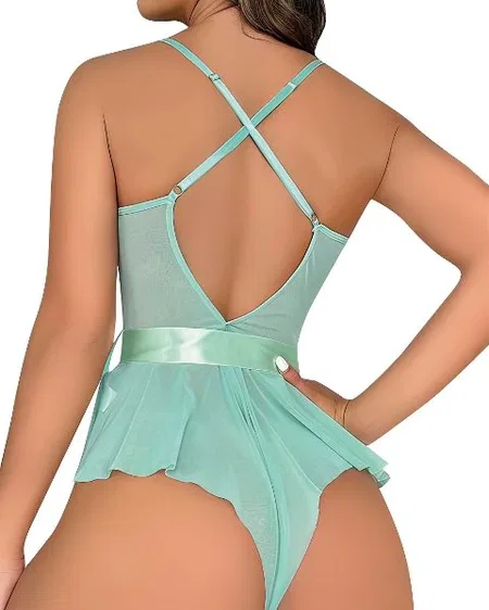 Lily Bianca Şeffaf Dantel Detaylı Tek Parça Body Lily Bianca 967 - Görsel 4