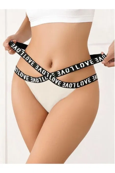 Yüksek Bel Şeritli Fantezi Body Lily Bianca 100 - Beyaz