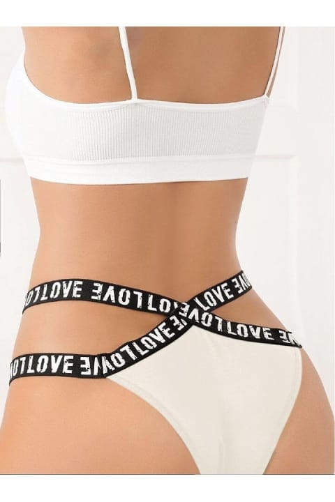 Yüksek Bel Şeritli Fantezi Body Lily Bianca 100 - Beyaz