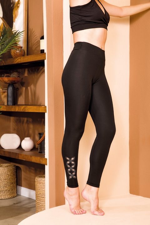 Lady Yüksek Bel Taş Detaylı Dalgıç Kumaş Tayt Lady 8216 - Görsel 2