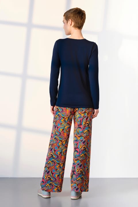 Desenli Cepli Uzun Kollu Pijama Takımı Doreanse 25K4047 - 2