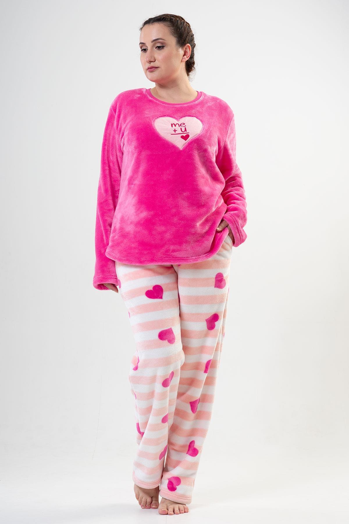 Lacivert Polar Kadın Pijama Takımı Vienetta 202117 - Fuşya